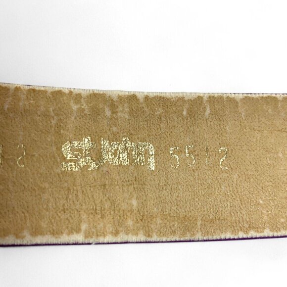St. John Vintage Belt Purple Leather Gold Tone Harness Detail Style#5512 Size 12 - Picture 4 of 10